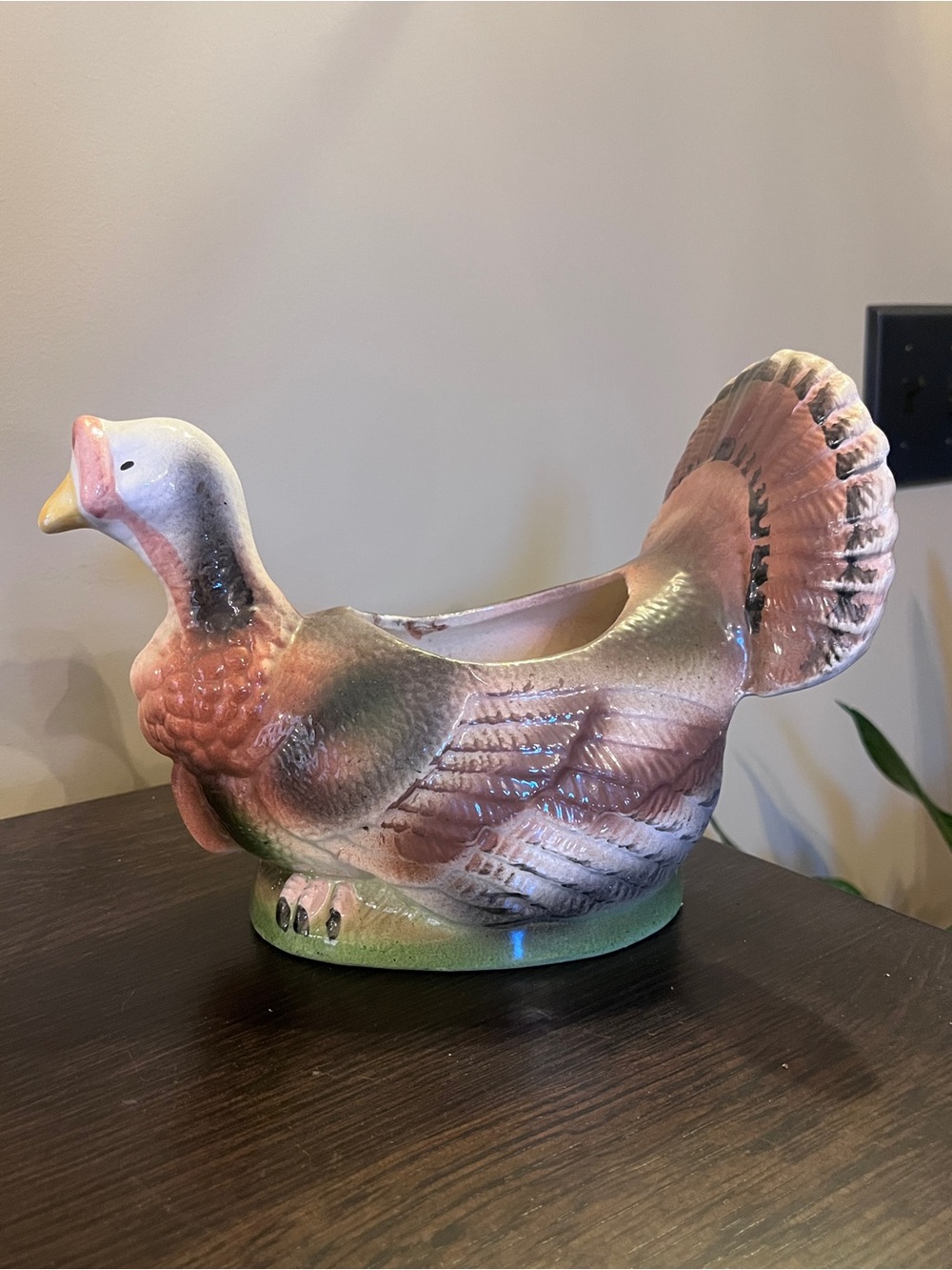 Vintage Ceramic Turkey Planter Centerpiece | Excellent Condition Cottagecore MCM